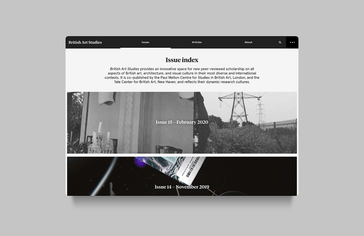 Image of the online Journal for the British Art Studies website.