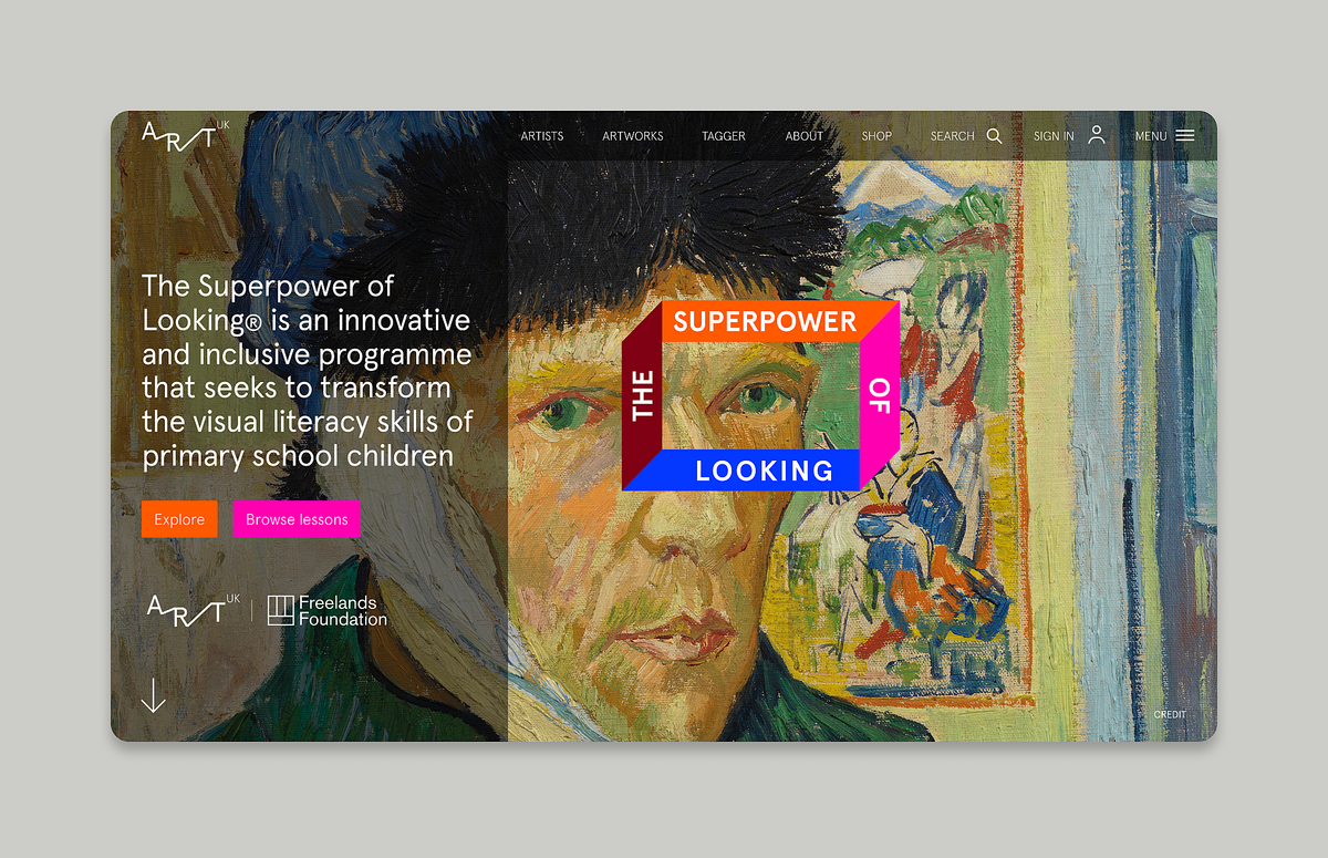 Image of Art UK's 'Superpower of Looking' homepage