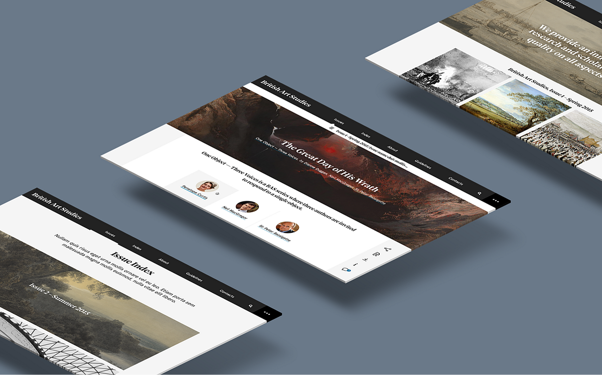 Image showcasing the design elements of the British Art Studies website.